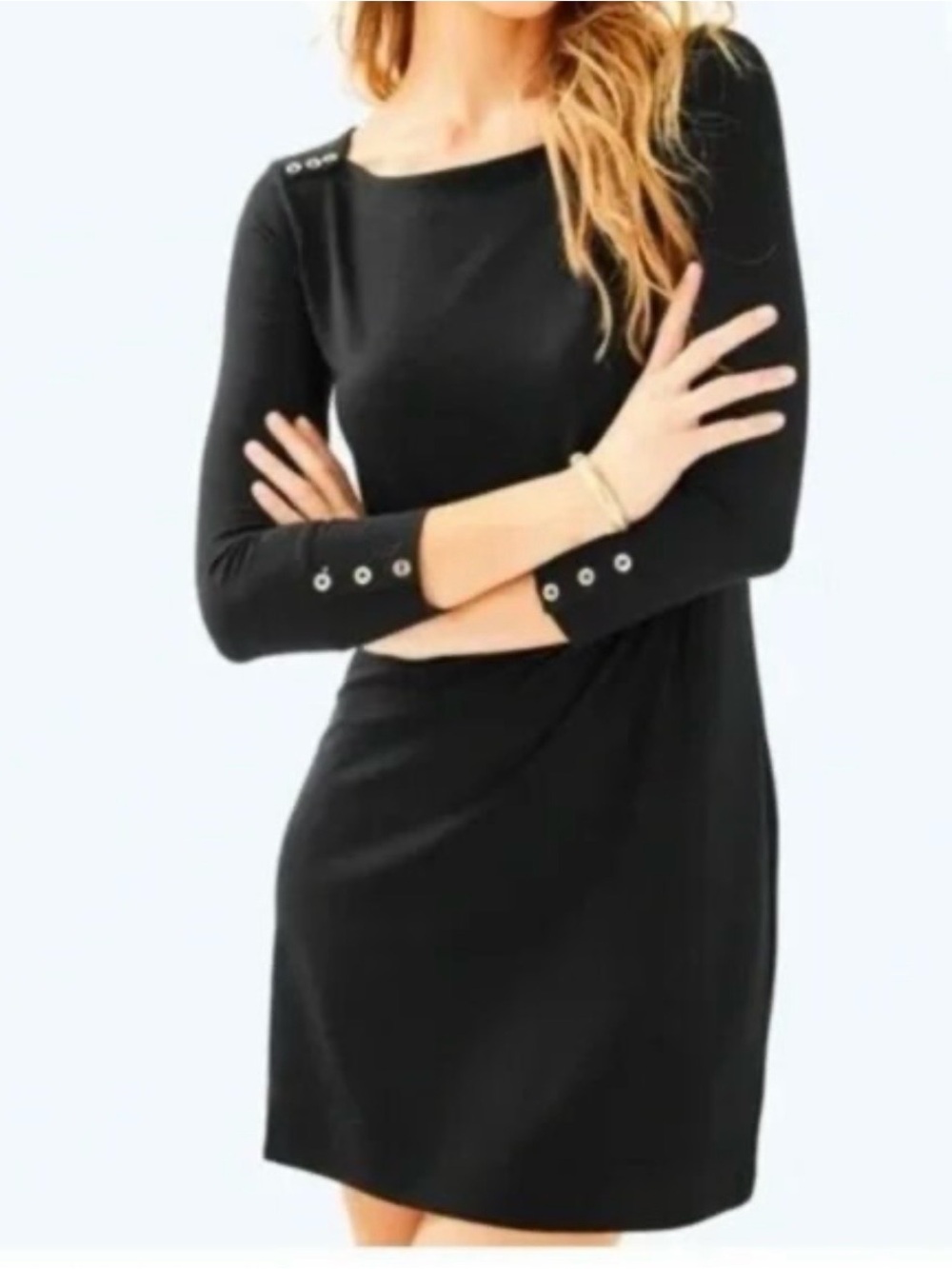 Lilly Pulitzer Black Long-Sleeve Button-Accent Dress
